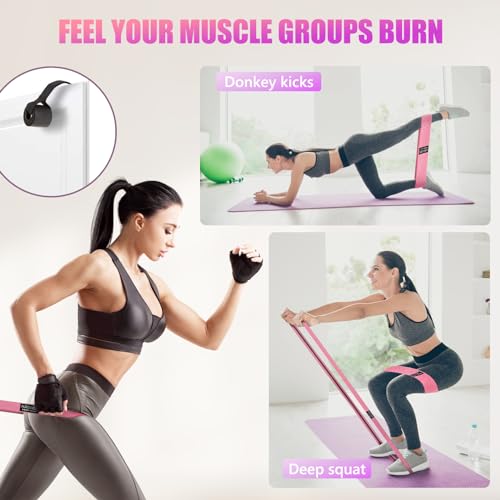 Resistance Bands for Working Out Set, 3 Pcs Pull Up Bands and 3 Pcs Assistance Bands with Door Anchor for Legs, Glutes, Hip, Fabric Loop Bands Workout Bands Resistance for Gym, Home, Office