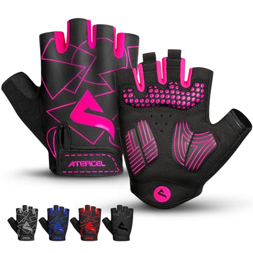 ATERCEL Cycling Gloves, Bike Gloves for Men Women, Bicycle Glove for Cycling, Workout, Gym, Training, Weight Lifting Outdoor, Mountain Bike, and Riding - color: Rose red, size: Large