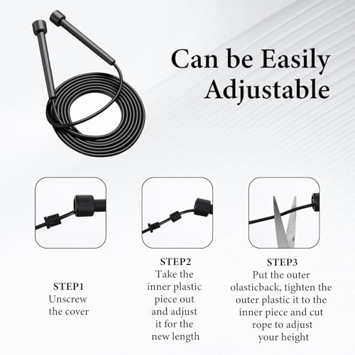 36PCS Adjustable PVC Jump Rope Bulk - 9.4ft Black Jump Ropes for Cardio Fitness, Workout, Training - Tangle-Free Plastic Jumping Rope Bulk for Men & Women