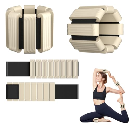 Pilates Wrist and Ankle Weights for Women - Adjustable Weighted Bangles for Men, 2 lbs Weighted Arm Bands Foot Leg Weights for Walking, Yoga, Training, Exercise, Running, Set of 2 (1LB Each) - color: Beige