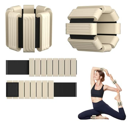 Pilates Wrist and Ankle Weights for Women - Adjustable Weighted Bangles for Men, 2 lbs Weighted Arm Bands Foot Leg Weights for Walking, Yoga, Training, Exercise, Running, Set of 2 (1LB Each) - color: Beige