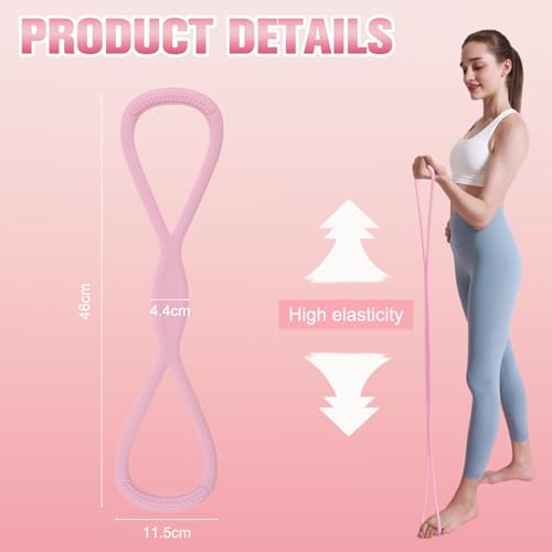 Figure 8 Resistance Band for Women Men, Non‑Slip Handles Exercise Band, Home Gym Fitness Equipment for Yoga, Pilates, Stretching & Physical Therapy (25 lbs) - color: Purple