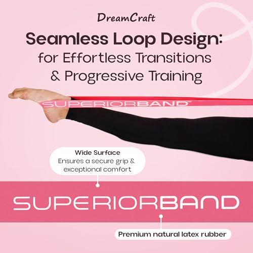Ballet Stretch Bands for Exercise - Dancer Stretching Bands & Gymnastics Stretch Bands, Ballet Bands for Stretching & Long Resistance Bands, Foot Stretcher Ballet and Exercise Bands for Women - Pink