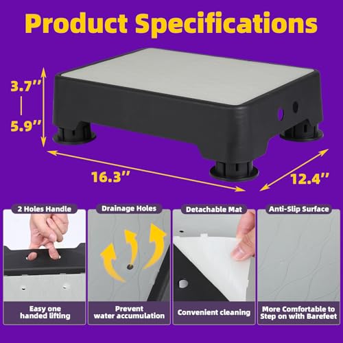 Adjustable Step Stool, Noctilucent Bedside Step, 700 LBS Capacity Safety Step Platform, Indoor and Outdoor Foot Stool for Seniors and Kids, Wide Step Stools Elderly Assistance at Night