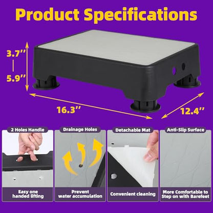 Adjustable Step Stool, Noctilucent Bedside Step, 700 LBS Capacity Safety Step Platform, Indoor and Outdoor Foot Stool for Seniors and Kids, Wide Step Stools Elderly Assistance at Night