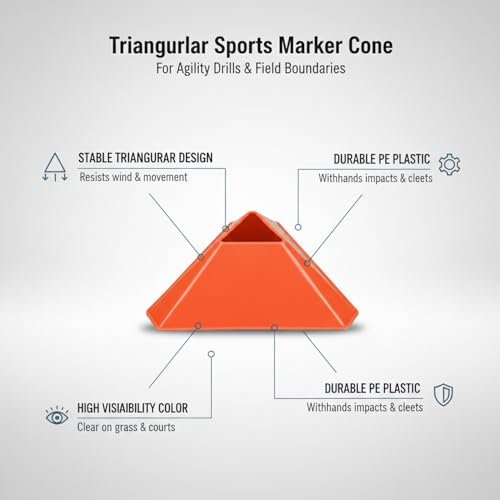 Triangular Sports Marker Cones for Agility Drills and Field Boundaries, PE Plastic Training Equipment (1 PC)