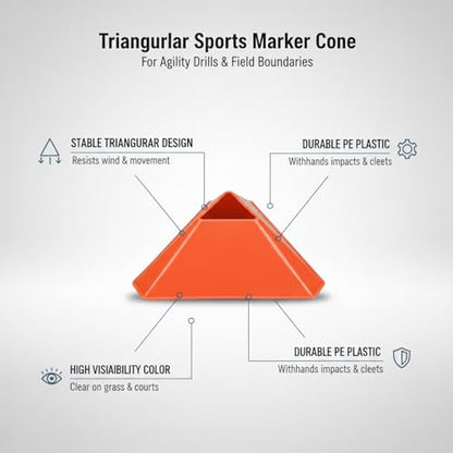 Triangular Sports Marker Cones for Agility Drills and Field Boundaries, PE Plastic Training Equipment (1 PC)