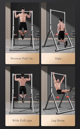 Foldable Power Tower Multifunction Pull Up Bar Dip Station Adjustable Workout Chin Up Bar Strength Training Equipment For Home Gym 1100lbs Support