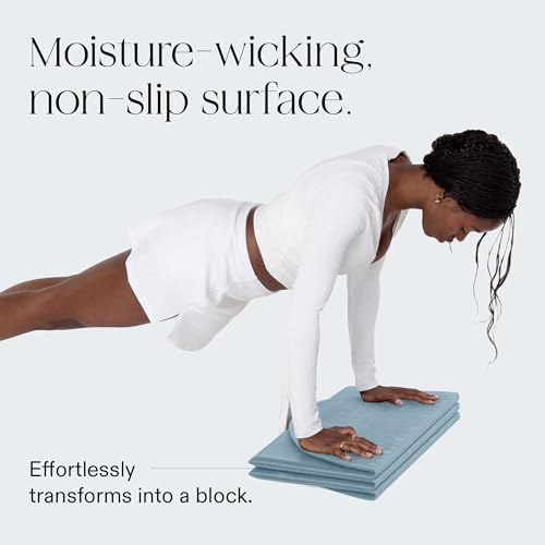 Bala Compact Workout Mat for Gym - 12MM Thick Slip-Resistant, Sweat Absorbing, & Foldable Yoga Mat for Pilates, Core Training & Exercise - Home Fitness Essentials for Women & Men - Travel-Friendly