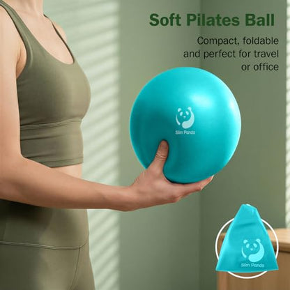 Slim Panda Pilates Ball, 9 Inch Small Exercise Ball, Anti Burst Mini Yoga Ball for Stability, Workout, Barre, Core Strength, Physical Therapy, Balance, Stretching