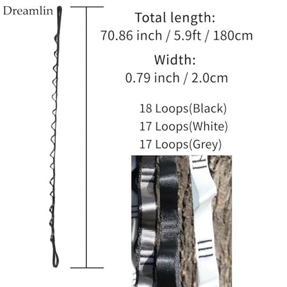2PCS 5.9ft Long Nylon Daisy Chain Straps for Aerial Yoga Hammock Swing Adjustable Aerial Silk Extender Hanging Rope for Aerial Yoga Belts 180cm - color: Black