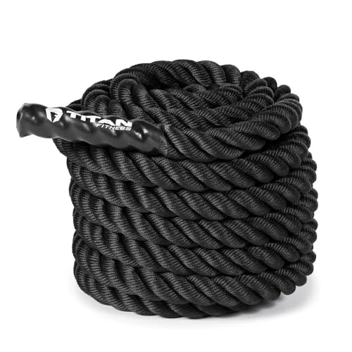 Titan Fitness Battle Rope 50ft x 1.5in, Poly Dacron Heavy Rope for Home Gym Conditioning Workouts, Cross-Train, Strength Training Exercises