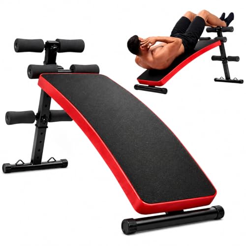 Decline Sit Up Bench Adjustable Ab Bench Foldable Core Trainer for Home Gym Crunches Leg Raises Strength Training 440 lb Weight Capacity