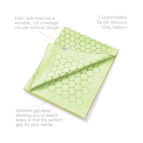 agoy Gecko Touch - Next-Gen Microfiber Yoga Towel - Double-Sided Silicone Non-Slip Grip – Ideal for Hot Yoga - Ultra Absorbent, Easy to Wash, Travel-Friendly - 30% Recycled Material - Free Wet Bag - color: Matcha Green