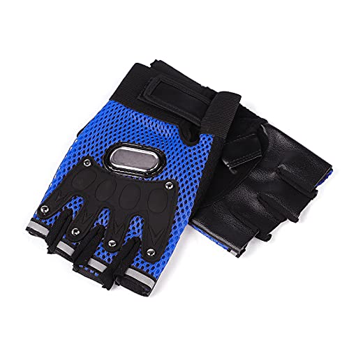 Mens Half Finger Weight Lifting Workout Glove Adult Fingerless Fitness Driving Glove Non-Slip Breathable Outdoor Motorcycle Camping Mitten - color: Blue