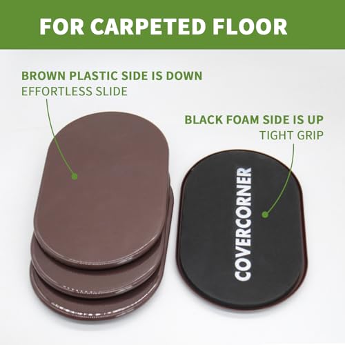 Furniture Sliders for Carpet 4 PCS - 9 1/2" Brown - size: 4 PCS 9 1/2 inch Brown
