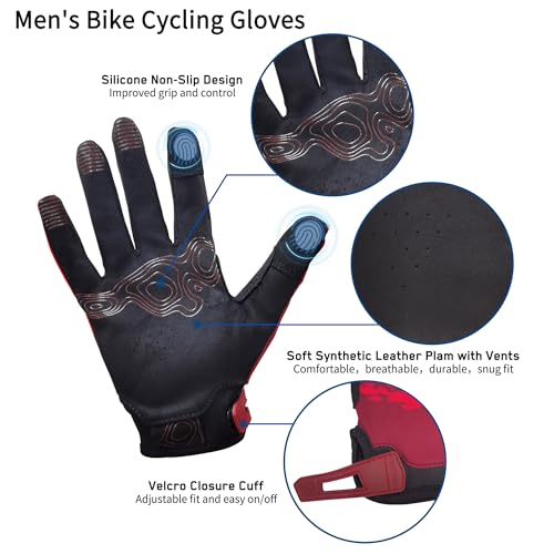 Cycling Gloves for Bike Riding Running MTB - color: Red, size: Medium