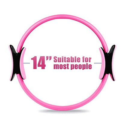 RitFit Pilates Ring Circle - 14 Inch Magic Fitness Circle for Toning Inner & Outer Thighs, Bonus Workout Guide Included - style: Pink