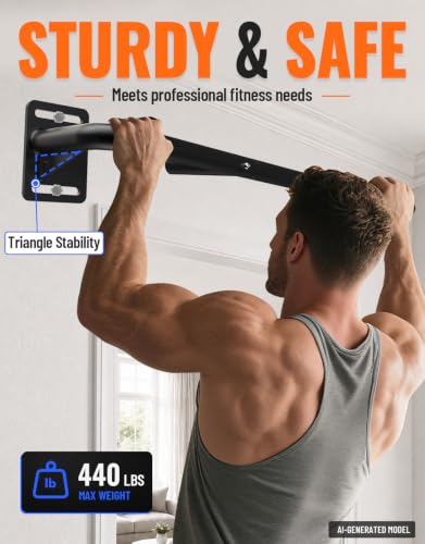 Fitarc Joist Mount Pull Up Bar, Wall Mount Pull Up Bar for Home Gym - color: Wall Mounted for 7-8ft Beams, 32in Span Studs