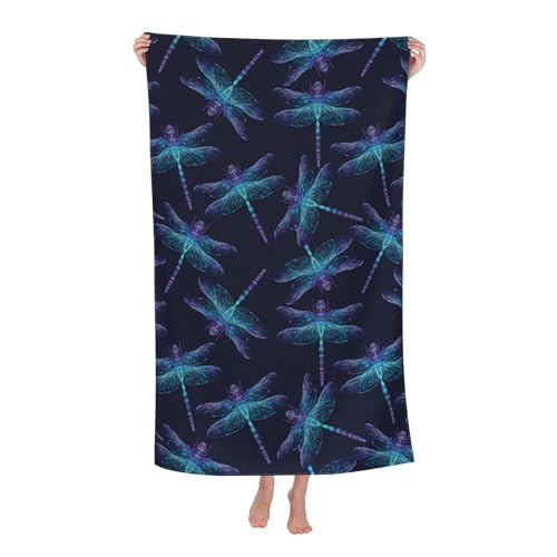 WIBUE Dragonfly Microfiber Oversized Beach Towel, Lightweight Quick Dry Sandproof Towels 60”x30” for Swim Pool Yoga Gym Camping Beach Essentials Accessories Vacation Gift (Dragonfly) - color: Dragonfly