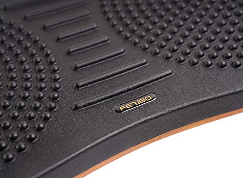 Standing Desk Anti Fatigue Mat Wooden Wobble Balance Board Stability Rocker with Ergonomic Design Comfort Floor Mat Accessories(Large, Obsidian Black)