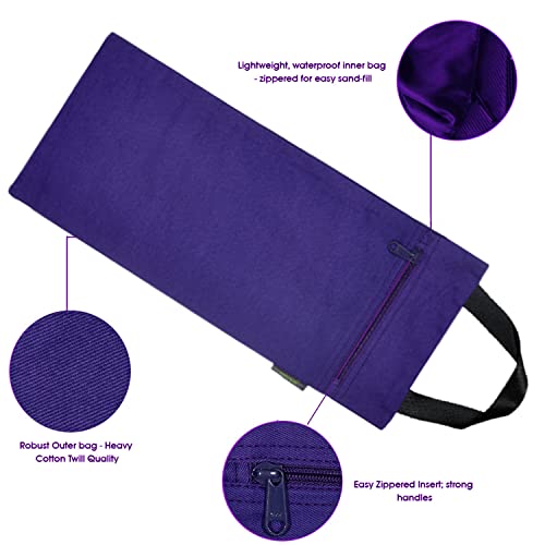 Yoga Sand Bag, Cotton Unfilled for Yogas, Weights & Resistance Training, Portable Weightlifting Sandbag - color: Grape