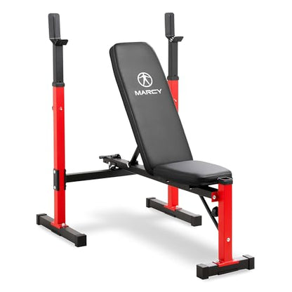 Marcy Deluxe Olympic Weight Bench with Adjustable Back & Bar Catch & Optional Arm Curl, Leg Developer, Lat Tower Attachments (Sold Separately), Personal Home Gym for Strength Training, Weightlifting - color: Standard Bench MWB-5511