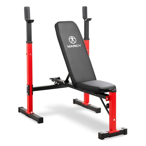 Marcy Deluxe Olympic Weight Bench with Adjustable Back & Bar Catch & Optional Arm Curl, Leg Developer, Lat Tower Attachments (Sold Separately), Personal Home Gym for Strength Training, Weightlifting - color: Standard Bench MWB-5511