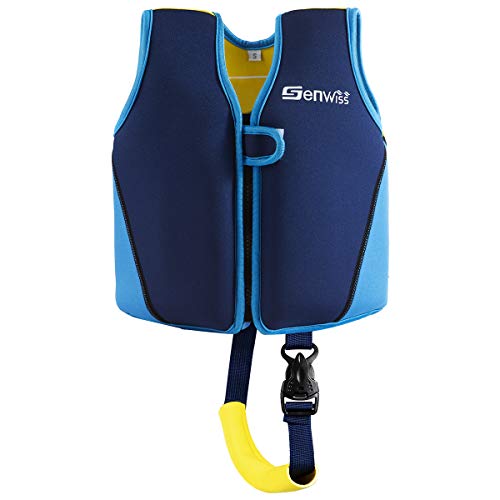 Baby Swim Vest for Toddlers 18 Months to 7 Years - Neoprene Swim Float Vest with Front Zipper, Swim Training Vest for Boys & Girls Learning to Swim in Pool, Blue Pink Small Medium Large