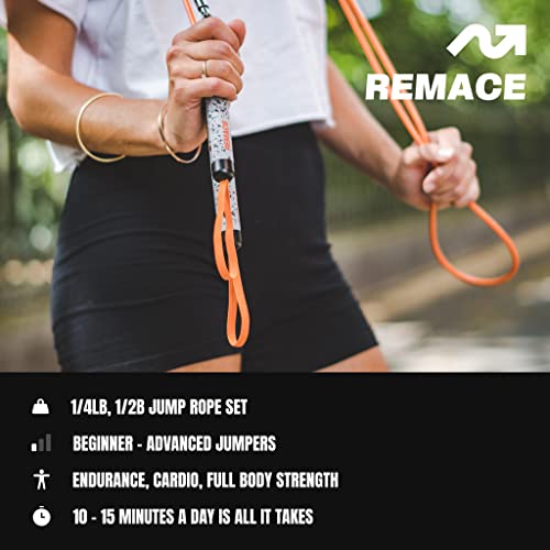 Level 1 Weighted Jump Rope Set - (1/4LB, 1/2LB) Workout Set for Fitness, Exercise and Boxing - Speed Ropes for Beginner to Intermediate Jumpers - Two Included - size: Small - 8’0” (user height 4’9” - 5’3”)