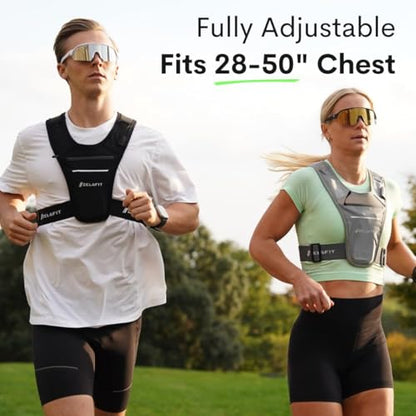 ZelaFit™ Running Phone Holder Vest for Women & Men – Lightweight Running Gear and Everyday Running Essentials – Chest Rig Phone Holder for Running (Black)