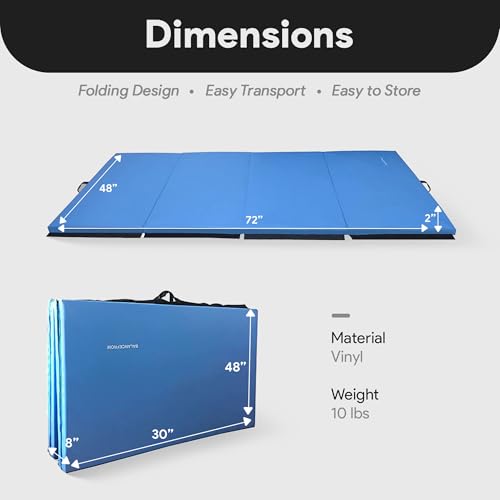 BalanceFrom Fitness GoGym 120x48in Extra Thick Anti Tear High Density All Purpose Aerobic Gymnastics Mat with Velcro Carrying Handles