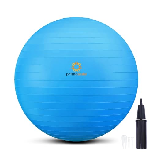Primasole Exercise Ball: Yoga Ball for Balance & Stability Workouts | Home, Office, Gym Use | Birth Ball for Pregnancy & Birthing. - color: Blue, size: Small (17.7 inch/45 cm)