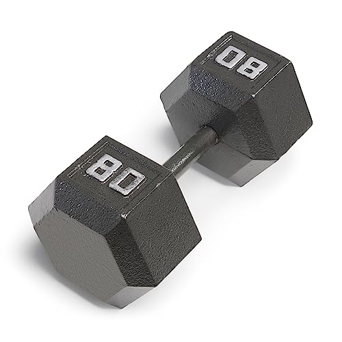 Marcy Cast Iron Hex Dumbbells Collection - Available size from 3-lb to 100-lb, SOLD INDIVIDUALLY - style: 80lbs