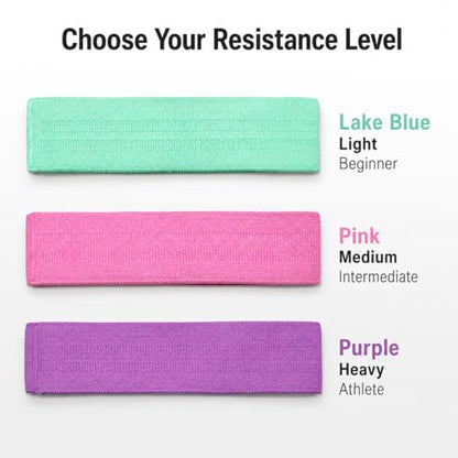 Resistance Bands Set 3 Pack Woven Non Slip 3 Resistance Levels for Home Fitness Yoga Pilates Booty Workout for Women Men