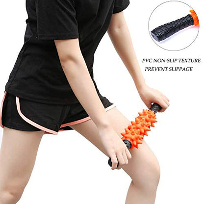 Muscle Roller Stick, Spiky Massage Stick Muscle Roller Deep Tissue Muscle Relaxation Massager Relief Muscle Soreness/Cramping and Tightness with Adjustable Handle for Back/Legs/Shoulder
