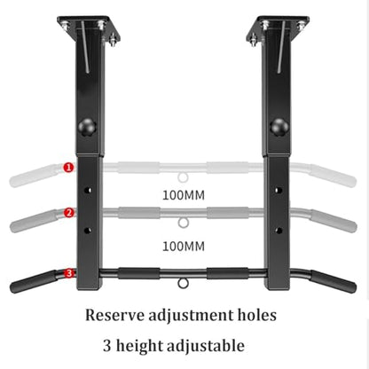 Wall-Mounted Pull-Up Bar, Heavy-Duty Steel Fitness Bar With Foam Handguards, Adjustable Height, Supports 300kg