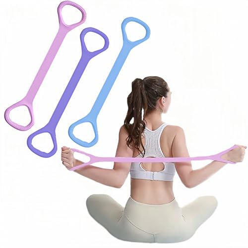Figure 8 Fitness Resistance Bands, Elastic Bands with Handles for Working Out,Arm|Back|Shoulder Training Elastic Ropes,Exercise Equipment for Physical Therapy Stretching Yoga Pilates - color: 3 color