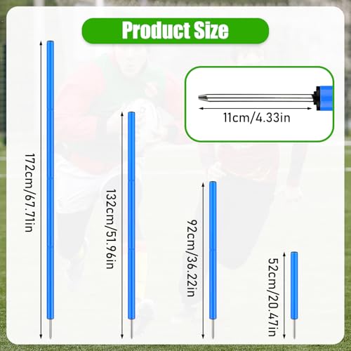 TOBWOLF Adjustable Soccer Agility Training Poles, Detachable Sports Training Speed Sticks