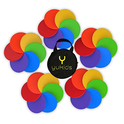 Poly Spot Markers - Non-Slip Rubber Agility Dots - Perfect for Sports (e.g. Soccer, Basketball) and Gym Training, Dance Class, PHYS Ed (PE) Equipment and Classroom Org (Set of 30)
