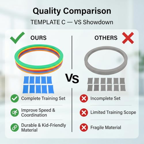 Dioche Kids Agility Speed Ring Set with 10 Rings & 10 Buckles, Outdoor Sports Training Toy for Speed Coordination Jumping Games Playground Fitness Equipment