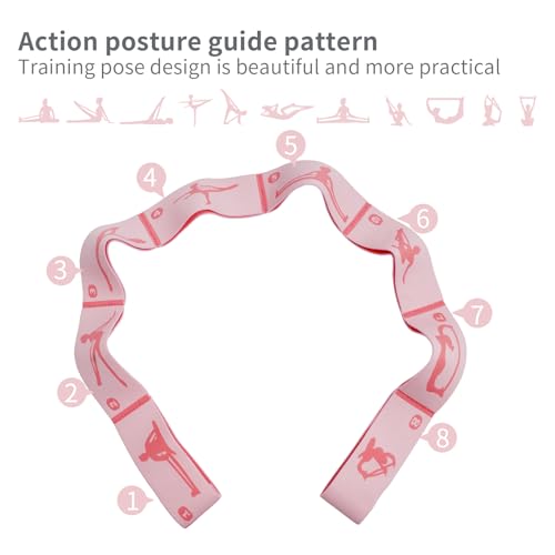 2 PCS Adjustable Extended Children's Stretching Straps with 8 Loops, Multi-Functional Elastic Stretch Bands for Gymnastics, Dance, Latin Training, Ballet, Exercise, Yoga - color: Blue+Pink