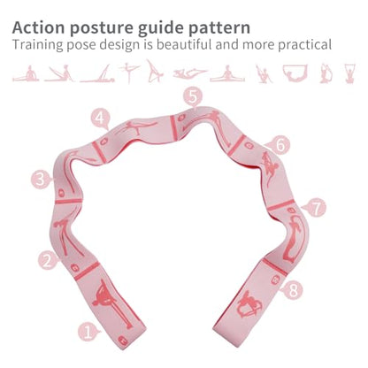 2 PCS Adjustable Extended Children's Stretching Straps with 8 Loops, Multi-Functional Elastic Stretch Bands for Gymnastics, Dance, Latin Training, Ballet, Exercise, Yoga - color: Blue+Pink