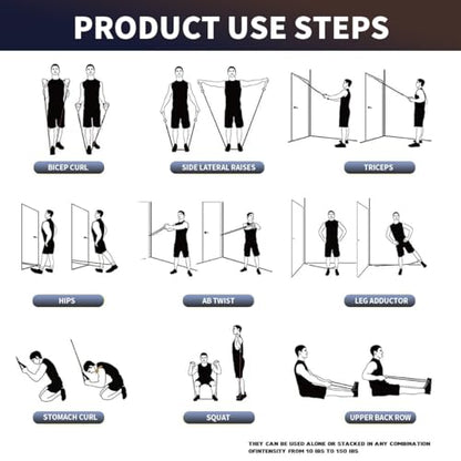 WHATAFIT Resistance Bands with Handles, 5-Level Exercise Bands for Workout - color: Dark Gray