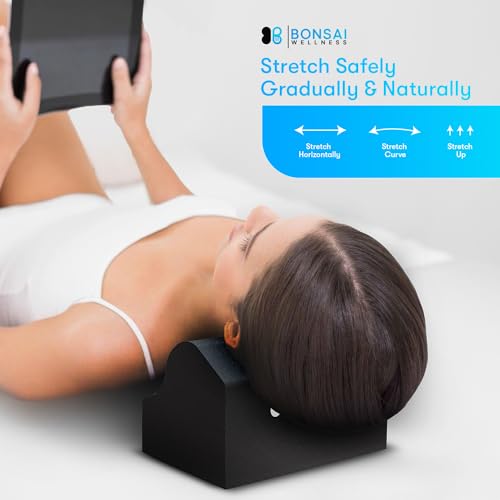 Cervical Traction Orthotic Chiropractic Neck Alignment Device for Spinal Curve Tension Stretching Forward Head Posture Pain Relief and Physical Therapy (Black)