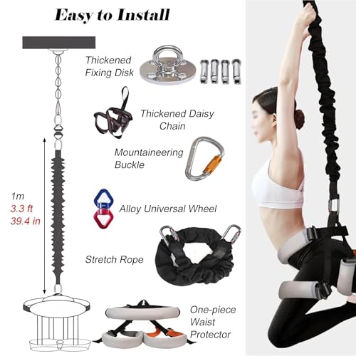 Heavy Duty Bungee Fitness Equipment Set – Bungee Resistance Band For Gym, Yoga & Air Dance，Adjustable Harness With 360° Rotational Devicee，home Suspension Training Kit - size: M---Fit for 126.8-148.8 lbs