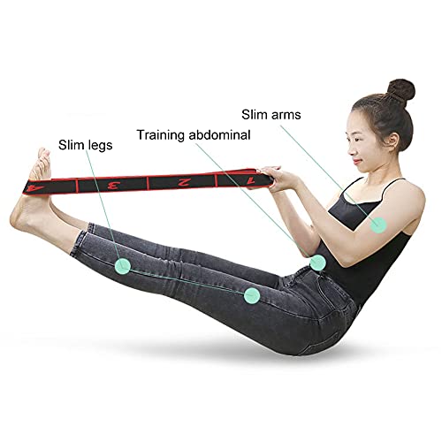 Pilipane Waist Back Leg Stretch Strap, Stretching Strap Yoga Strap for Home Workout, Exercise Strap for Pilates, Dance and Gymnastics (red)