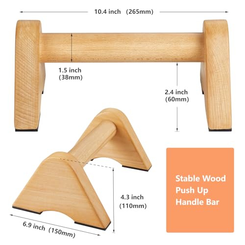 Solid Wood Calisthenics Parallettes Bars Push up Handles 1 Pair, Strength Training Pushup Stands, Parallel Pushup Handstand Bars for Home Gym Workout