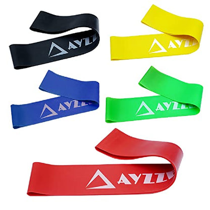 Resistance Exercise Fitness Loop Bands [Set of 5] for Rehabilitation Stretching Strength Training Muscle Toning Physical Therapy Abs Workout Training Pilates Flex Booty Glutes Yoga Squat Gym