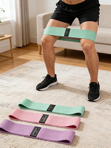 3PCS Resistance Bands for Working Out – Fabric Exercise Bands for Legs & Glutes, Booty Band Set for Home Fitness, Gym, Yoga, Pilates